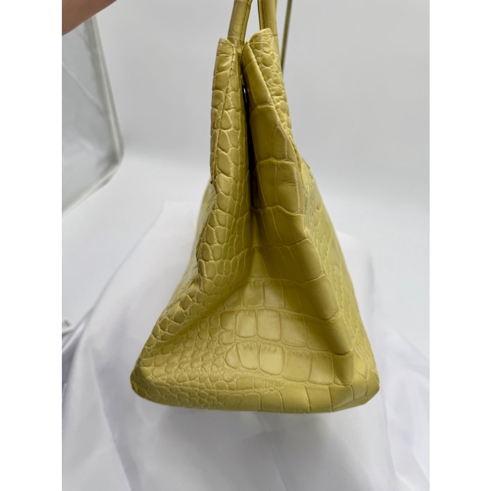 Furla Lime Croc-Embossed Leather Top-Handle Tote - Picture 3 of 14